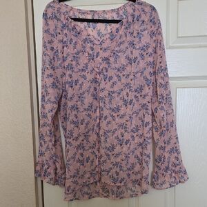 Floral Pink and Blue Women's Top